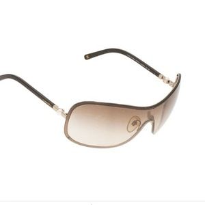 Chanel Brown Shield Collection Pearl Sunglasses